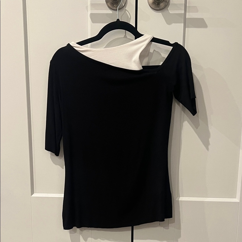Bailey 44 Black and White Asymmetrical Top